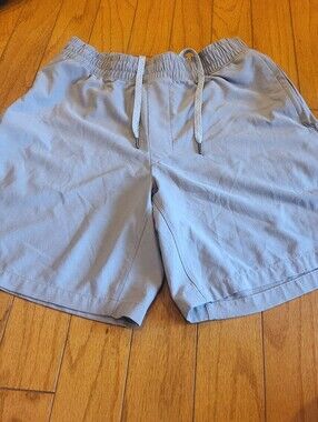 Light Gray Elastic Waist Casual Shorts